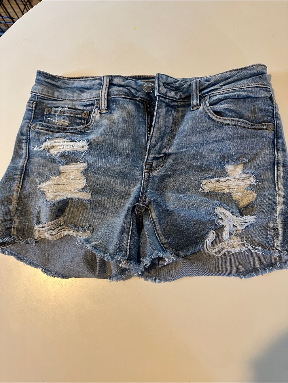 American Eagle Outfitters Distressed Light Blue Jean Shorts